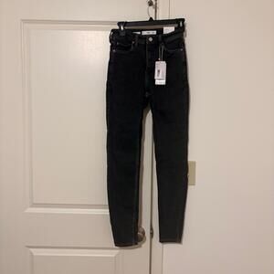 Mango Women Skinny Jeans Size 6 High Waisted Tight Fit Black Full Length